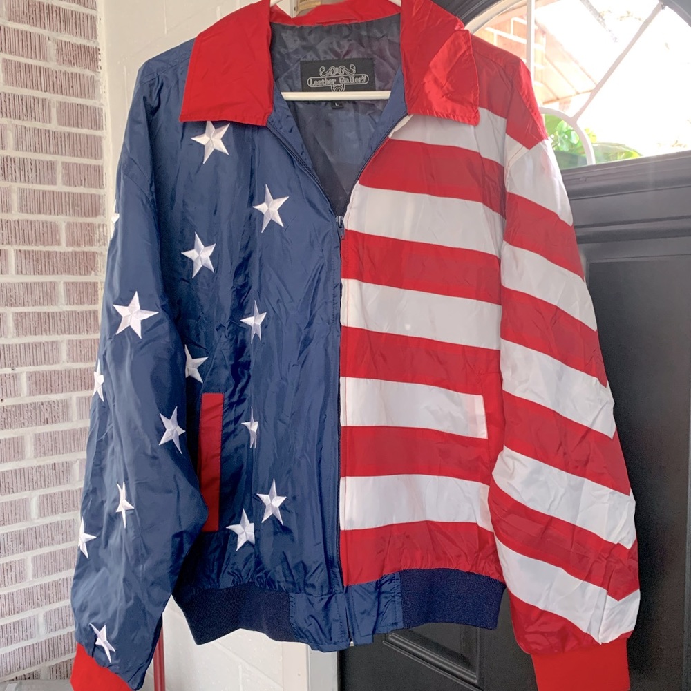 Leather Gallery USA American Flag Bomber wind breaker large